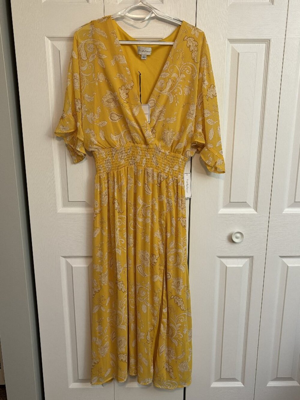 NWT Premier Amour Mustard Paisley Dress
